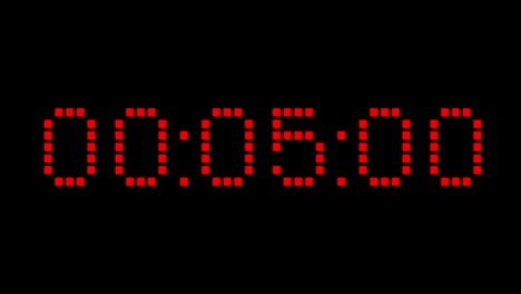Animation of red digital timer changing on black background