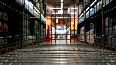 shopping cart rush throung supermarket aisles