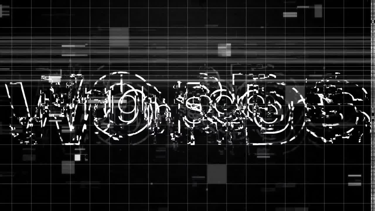 Animation of high score text and interference on black background