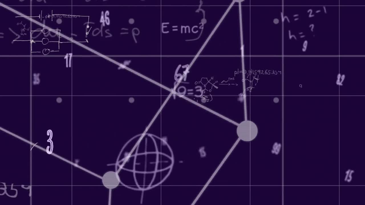 Animation of mathematical equations and numbers over black background