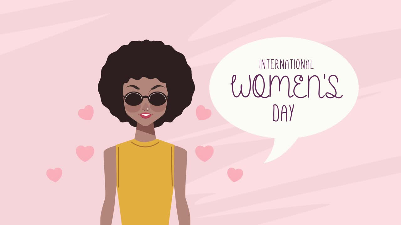 happy womens day lettering with afro woman