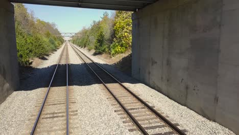 old railroad tracks small town view