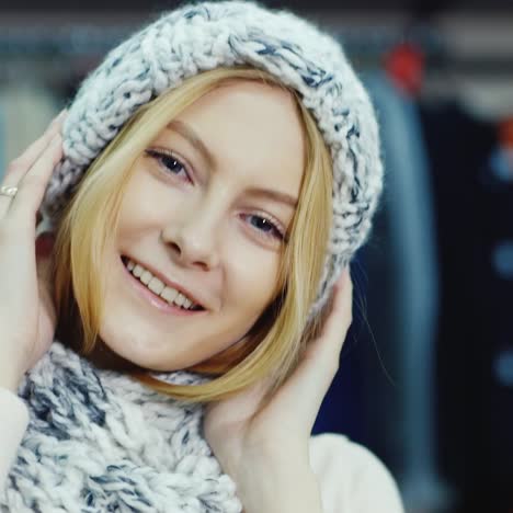 Portrait-Of-A-Young-Attractive-Woman-In-A-Clothing-Store