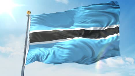 4k 3d illustration of the waving flag on a pole of country botswana