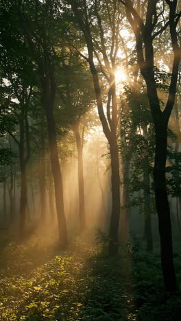 misty forest sunrise