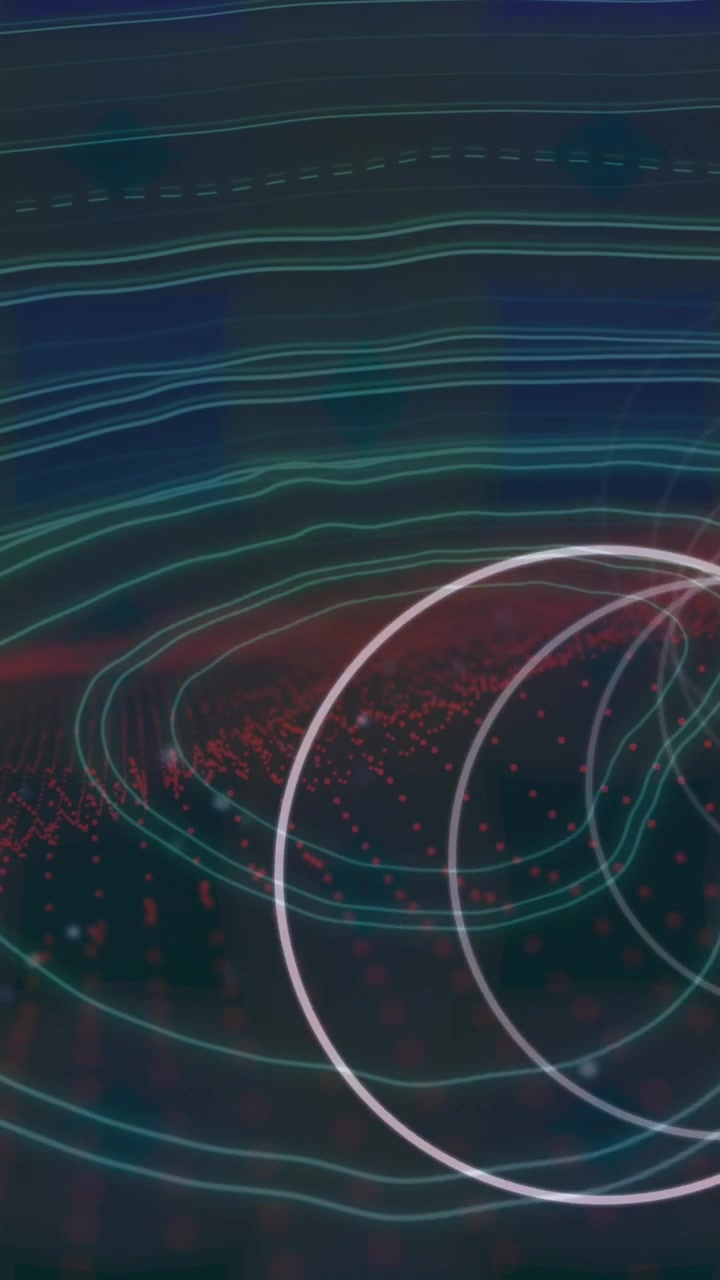 Animation of white lines and circles spinning with scopes scanning