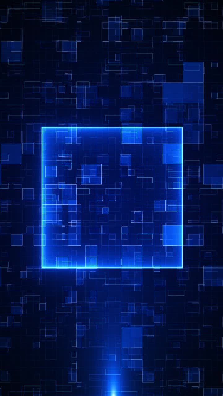 Sfondo digitale astratto blu luminoso, design elettronico a rettangoli, tema futuristico
