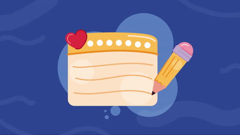 pencil with heart and paper animation