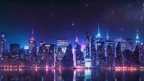 night view of a futuristic new york city skyline