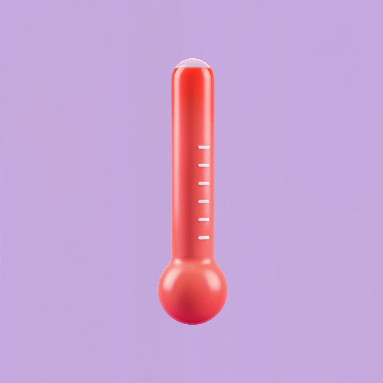 3D Cartoon Red Thermometer on Purple Background