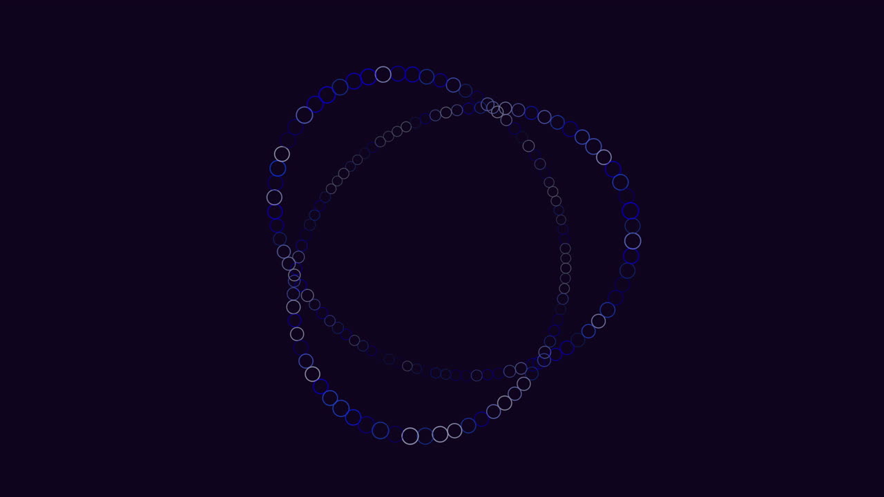 Abstract glowing blue circles rotating on dark background, seamless motion design