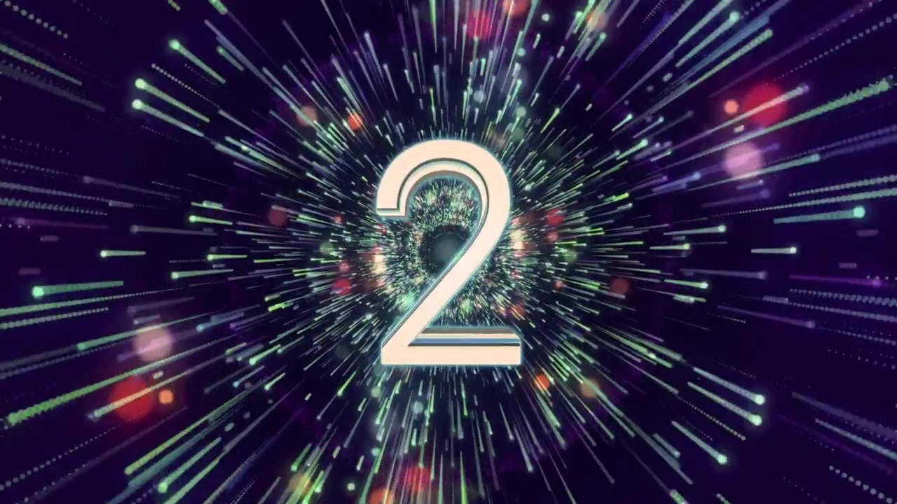 Digital Countdown Timer with Glowing Particle Tunnel Effect