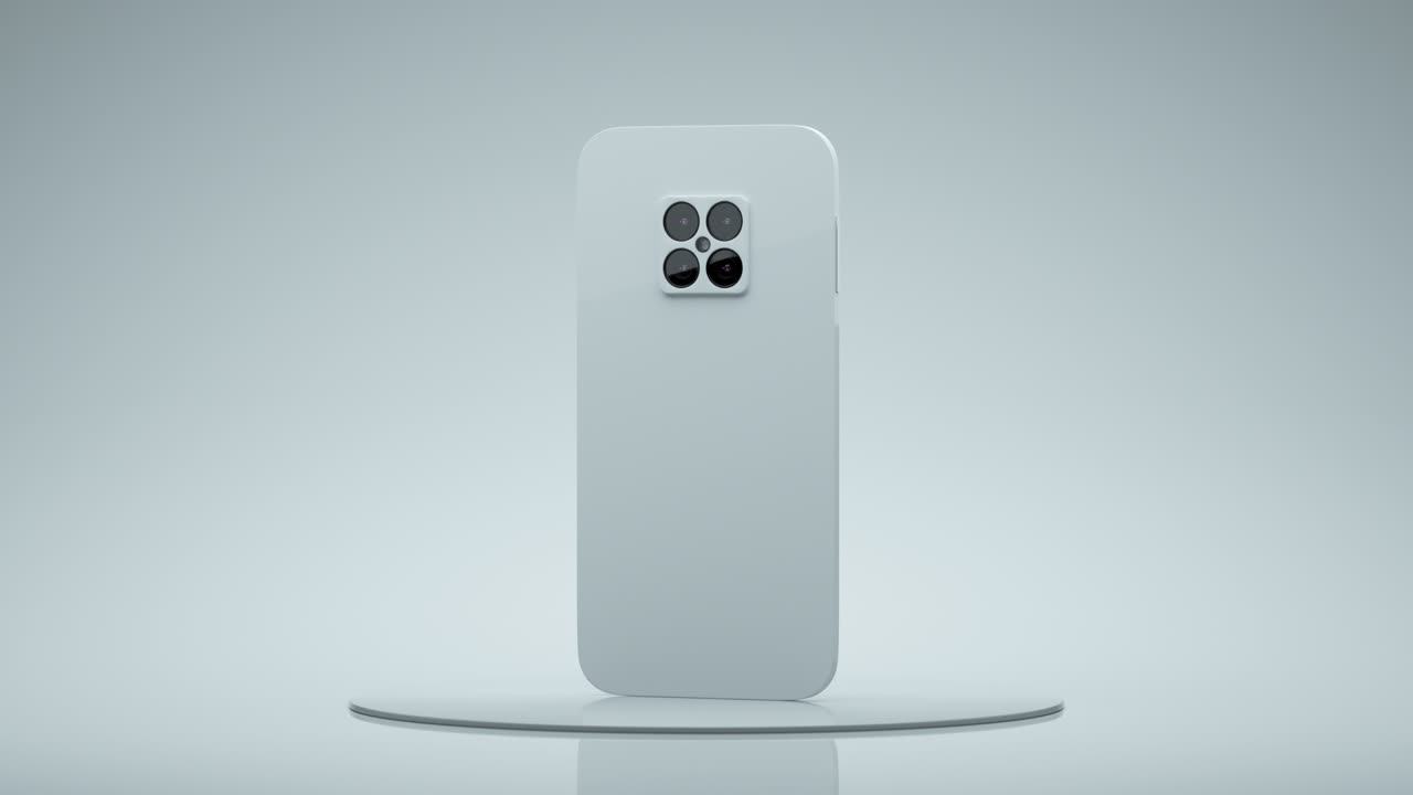 미래의 초소형 스마트폰 3d 렌더링 애니메이션