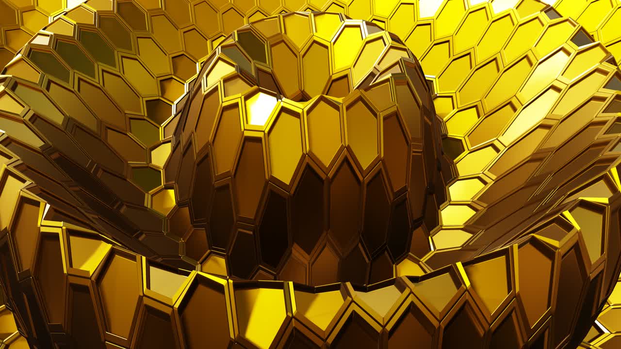 fondo dorado hexagonal con bucle móvil sin costuras,