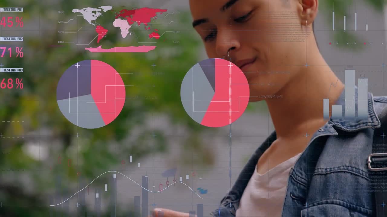 animación de estadísticas y procesamiento de datos sobre el hombre utilizando un teléfono inteligente