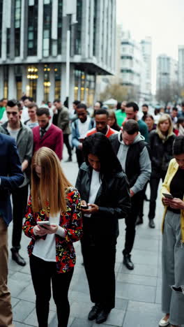 people in an urban environment engaging with mobile phones