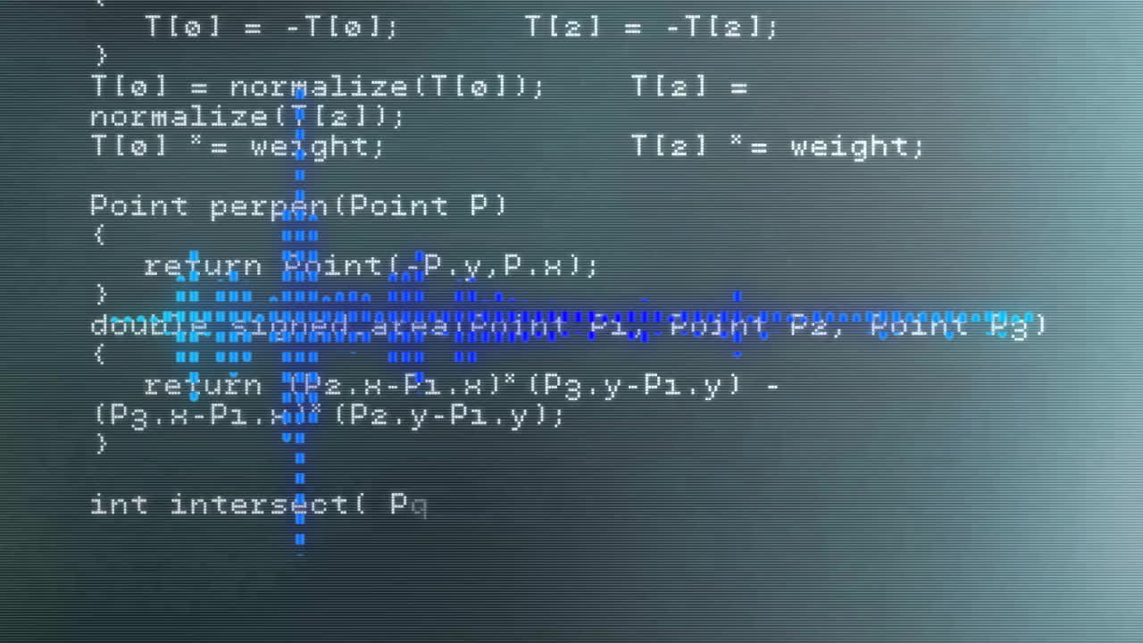 Computer code and data processing animation over blue digital lines