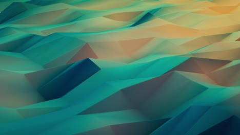 abstracto 3d renderizar superficie geométrica poligonal bajo iluminación azul azul suave y naranja. bajo fondo de movimiento poli.