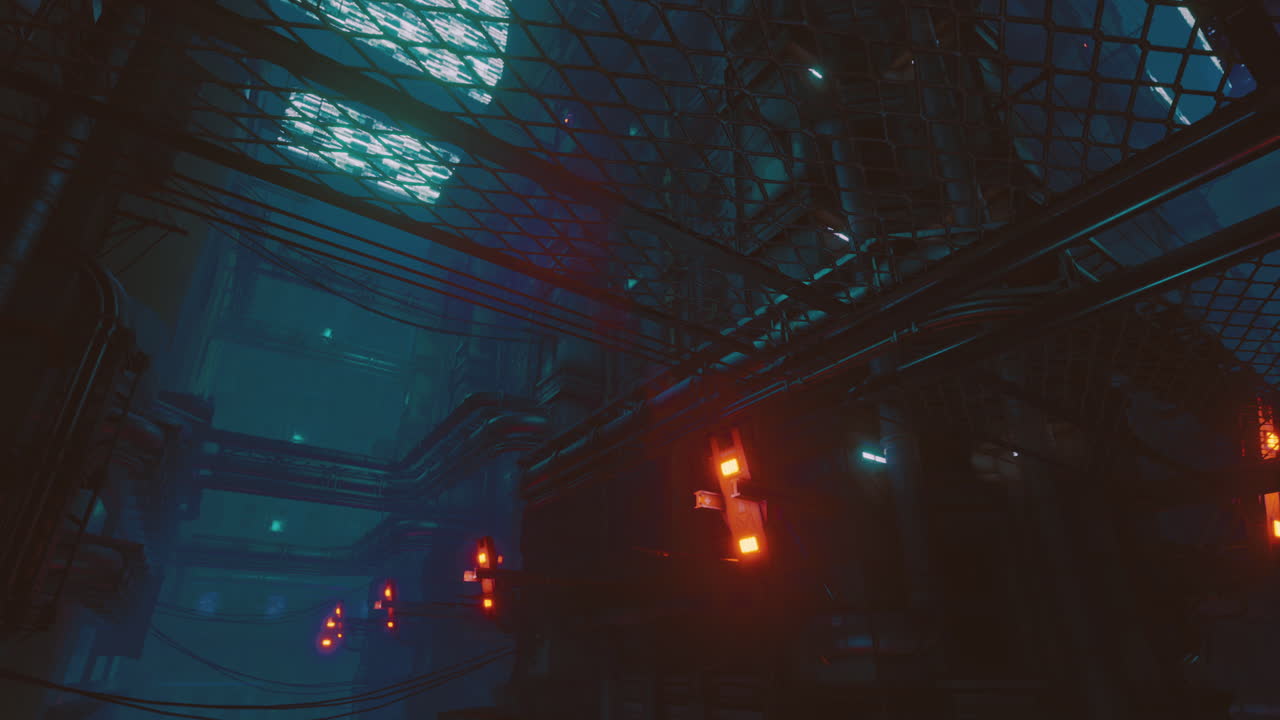 Urban futuristic landscape showcases intricate structures and glowing lights