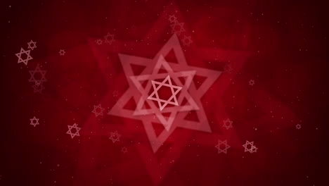 red abstract religious background with animated star of david figure. jewish traditional symbols. looped motion graphics.