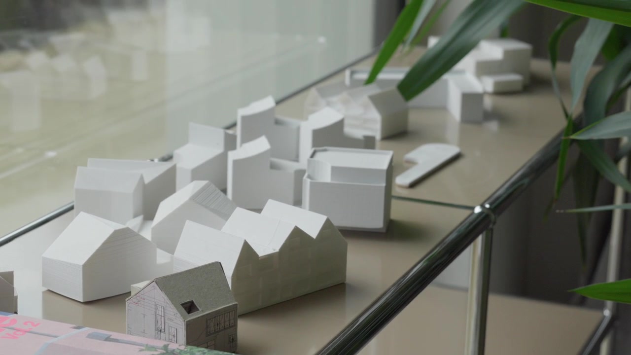 Architecture Studio Close Urban Planning Model White Miniature Building Block House Design View