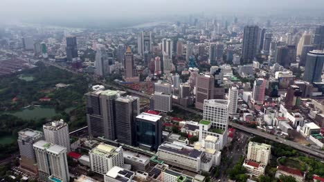 aerial view of bangkok city and skycrapers