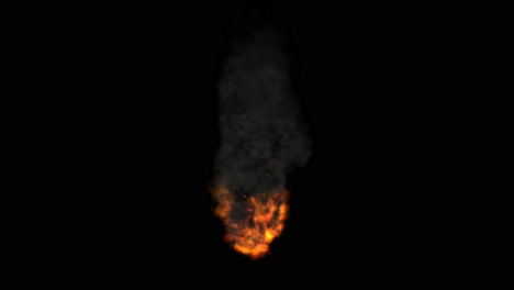 Visual-effects,-VFX,-fire-with-sparks-and-thick-smoke-rising-high-on-black-background-2D-animation