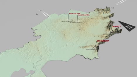 mapa del terreno en 3d de kazajstán