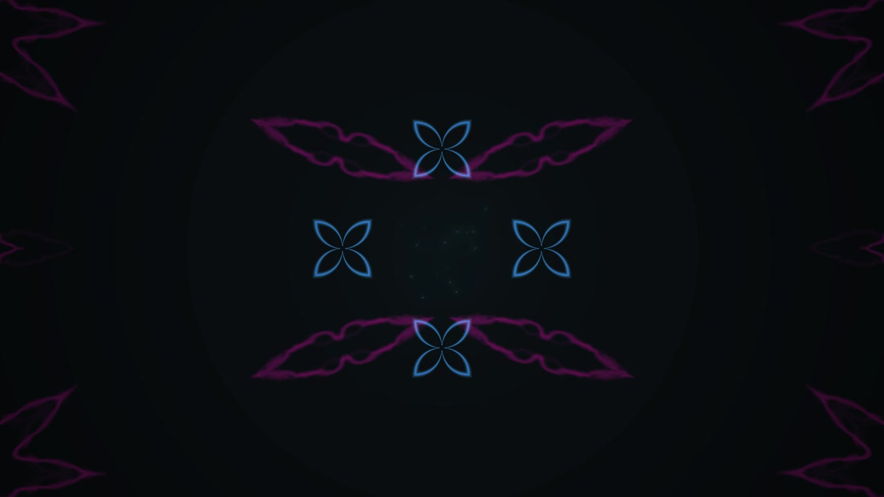 Abstract Kaleidoscope Pattern with Pulsing Neon Light Effects