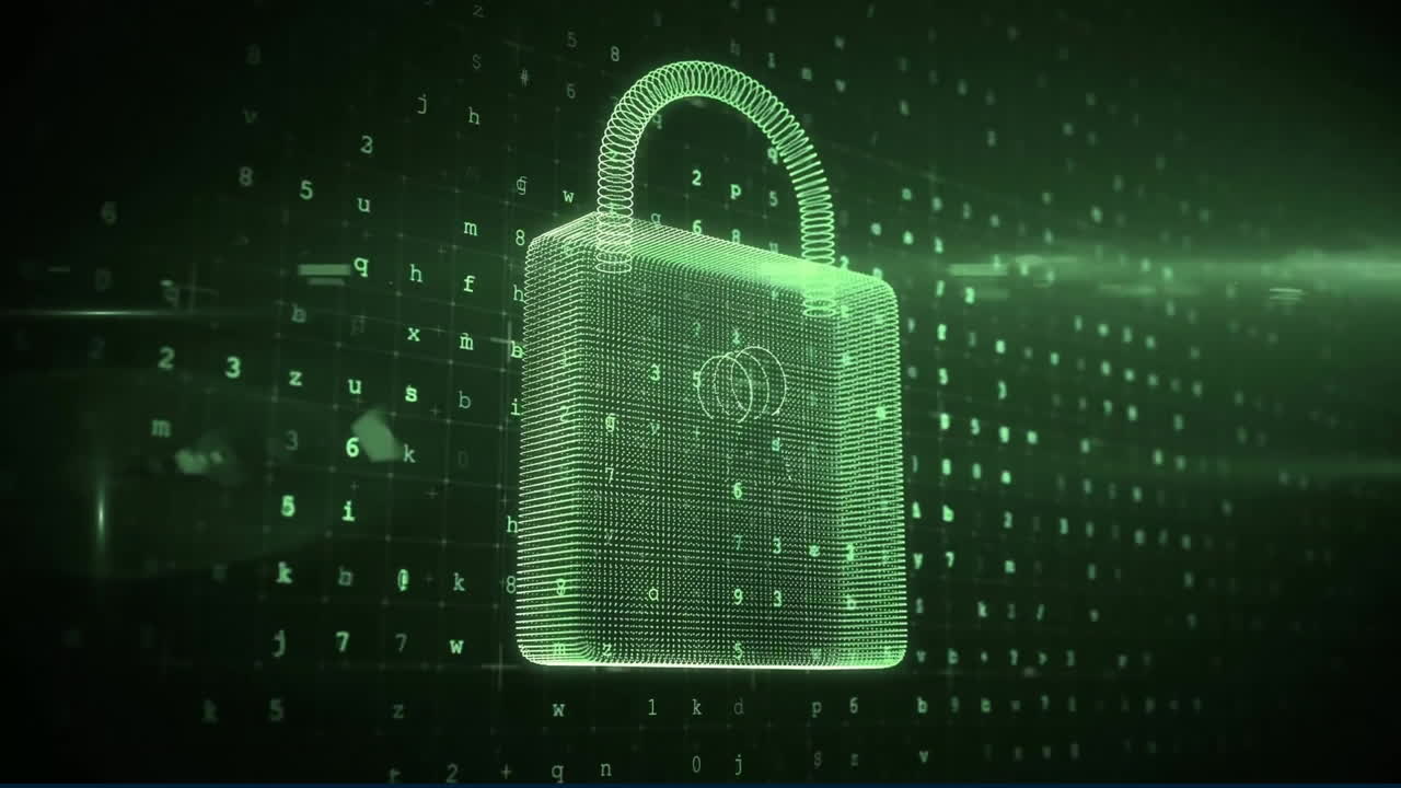 animación del procesamiento de datos a través de un candado de seguridad en línea