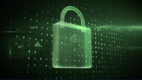 animación del procesamiento de datos a través de un candado de seguridad en línea