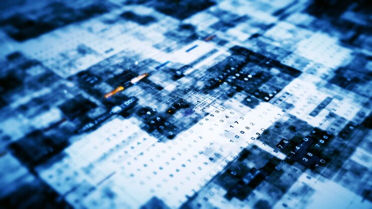 Advanced motion graphic digital map data matrix cyber environment simulation big data analytic artificial intelligent simulation, head up display background