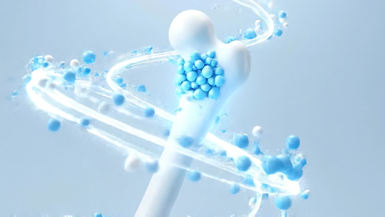 Animazione 3D dell'Osso Umano che Assorbe Nutrienti per la Forza