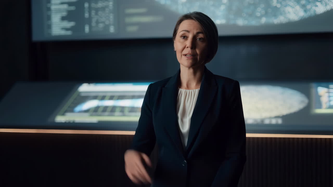 Professional businesswoman giving a presentation