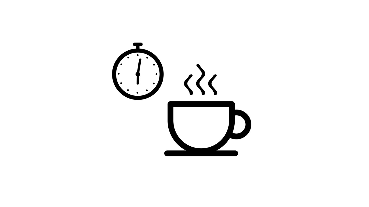 Tazza di caffè che rappresenta un'animazione di pausa, isolata su sfondo bianco.