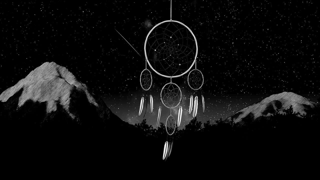 밤하늘에 드림캐처 3d 일러스트레이션 렌더링