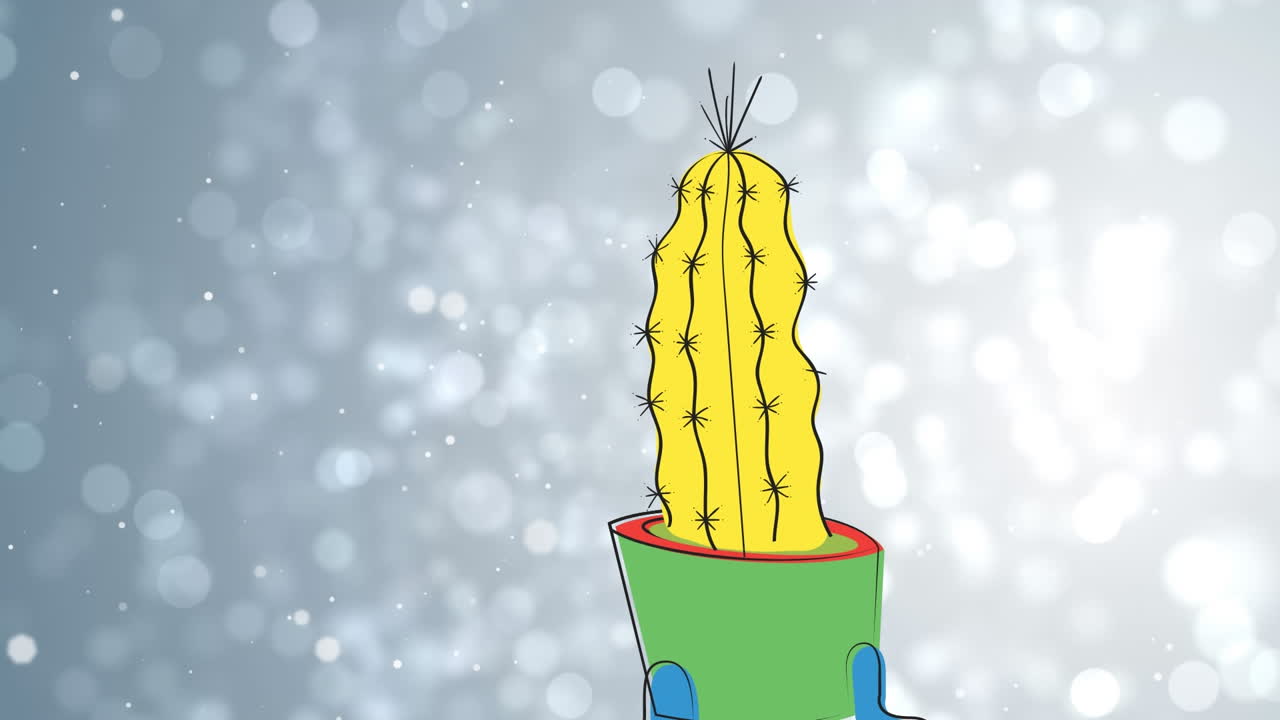 animación de puntos sobre un cactus sobre un fondo gris