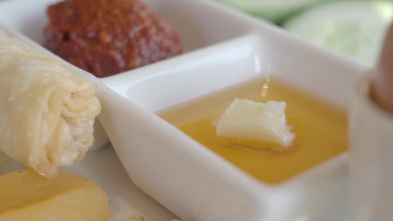Breakfast platter with honey and butter