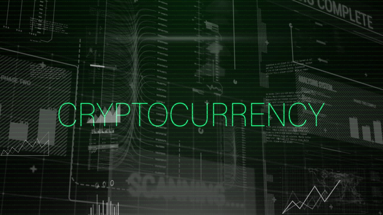 암호화폐 텍스트, 통계 및 데이터 처리의 애니메이션