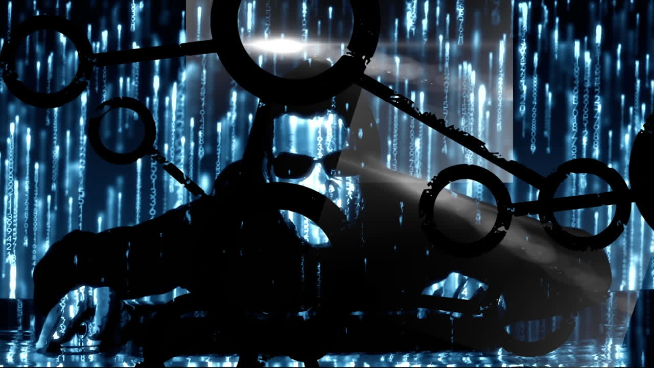 컴퓨터 해커를 통한 연결 네트워크의 애니메이션