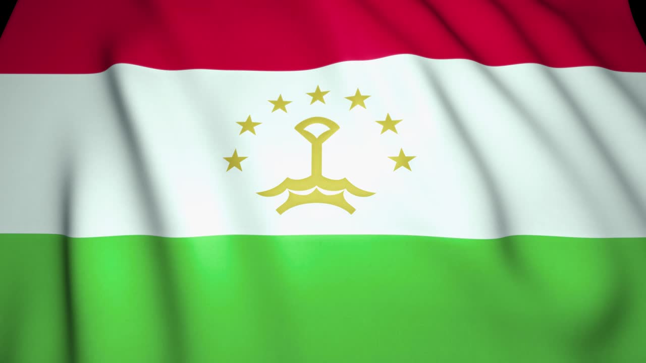 Waving realistic Tajikistan flag background. Loop animation