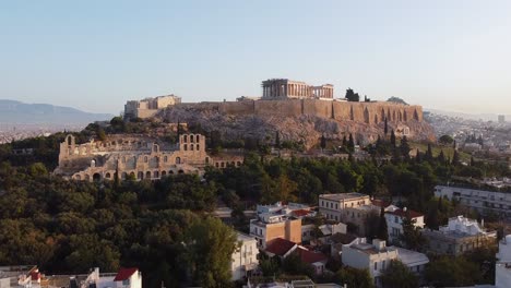 Smooth-drone-video-footage-from-Athens-Greece-capturing-the-acropolis-and-parthenon-during-sunrise