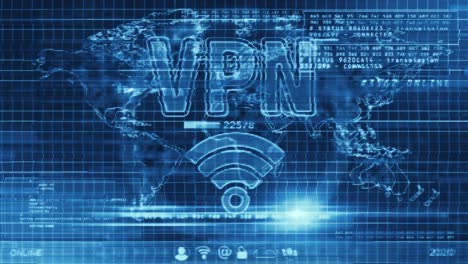 vpn network symbol on screens animation