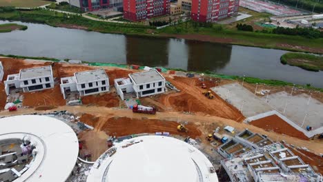 weihai olympic center hotel building under construction - nanhai new district, china