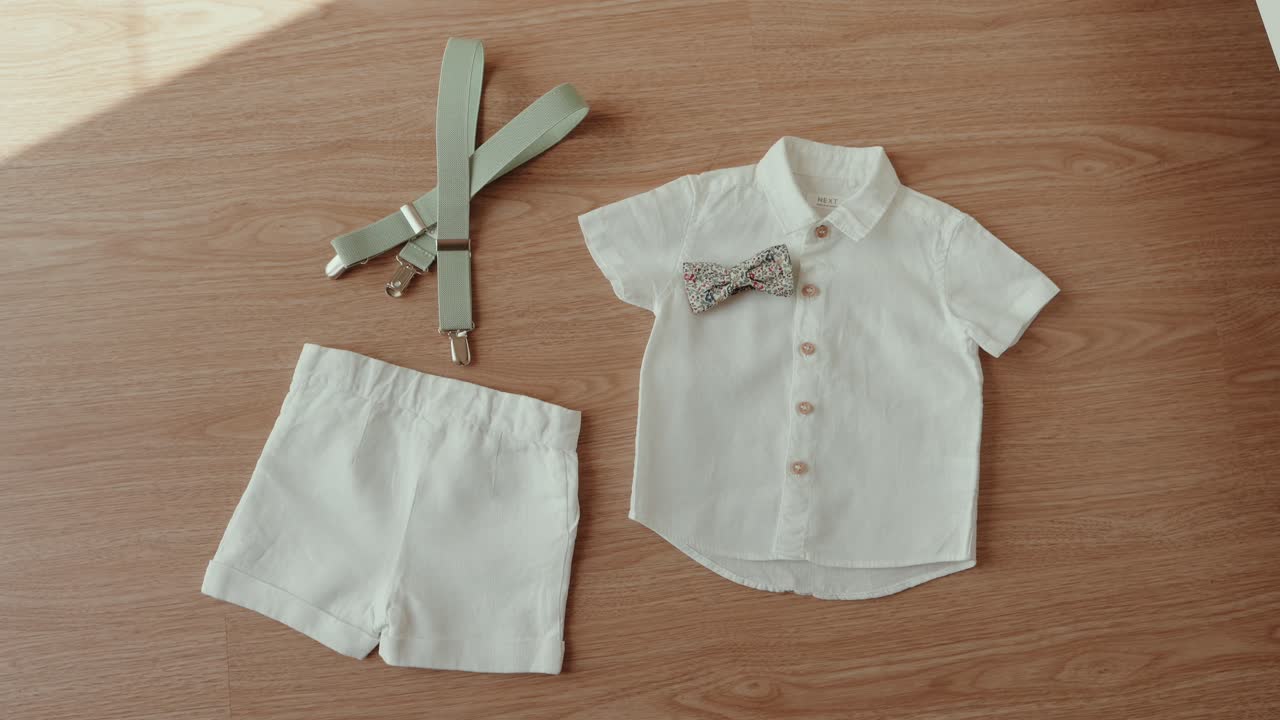 elegant kids wedding clothes set with bow tie and suspenders