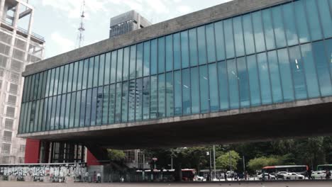 masp museum tilt shot back facade view cloudy day