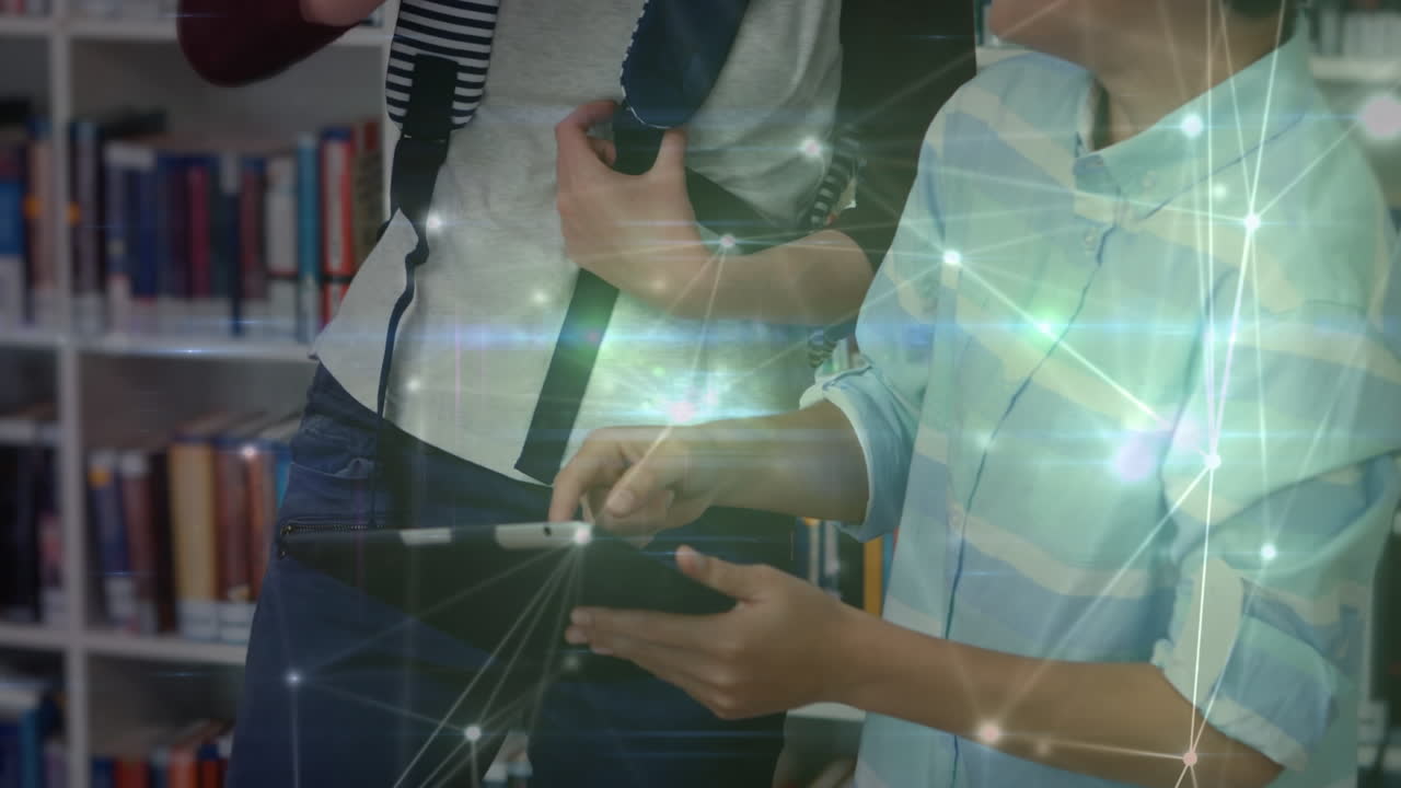 Animation of network of connections over diverse schoolchildren using tablet