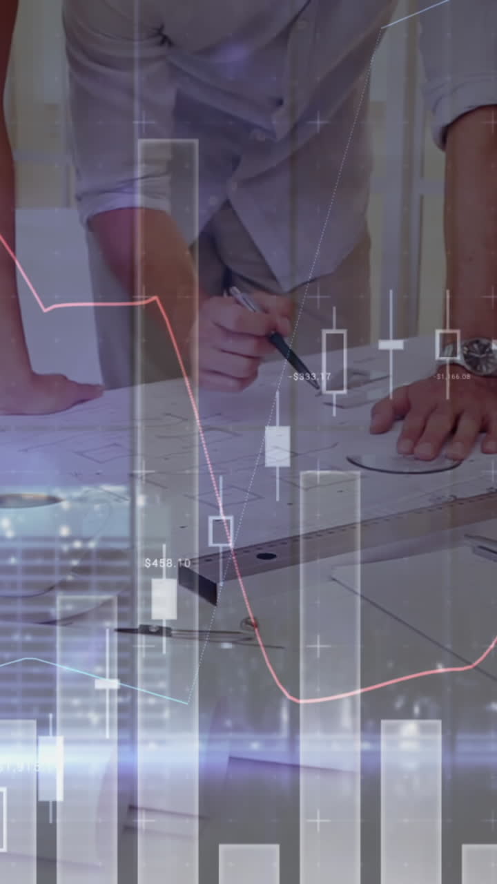 animación de estadísticas y procesamiento de datos financieros sobre empresarios en reuniones