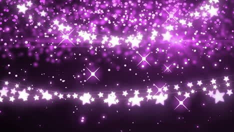 estrellas y manchas luminosas púrpuras contra un fondo negro