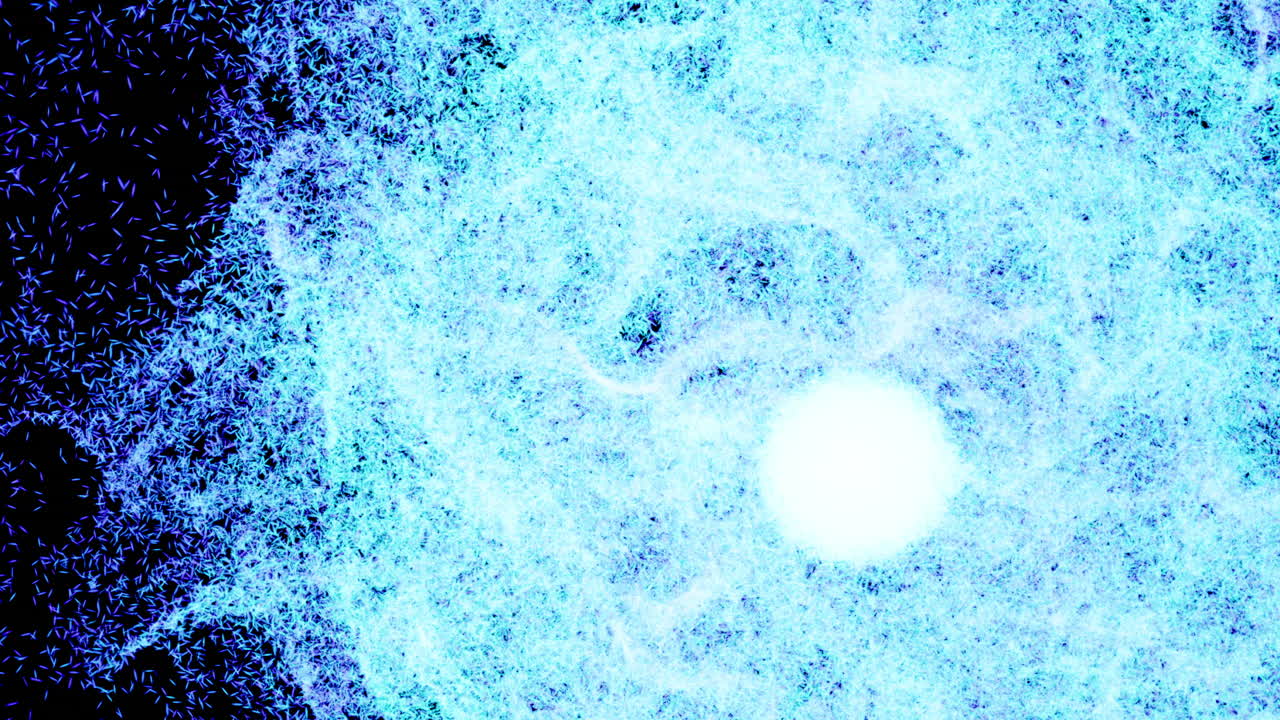 brillos abstractos azules y blancos sobre un fondo negro